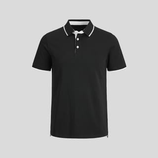 Kol Bantlı Polo Siyah T-Shirt