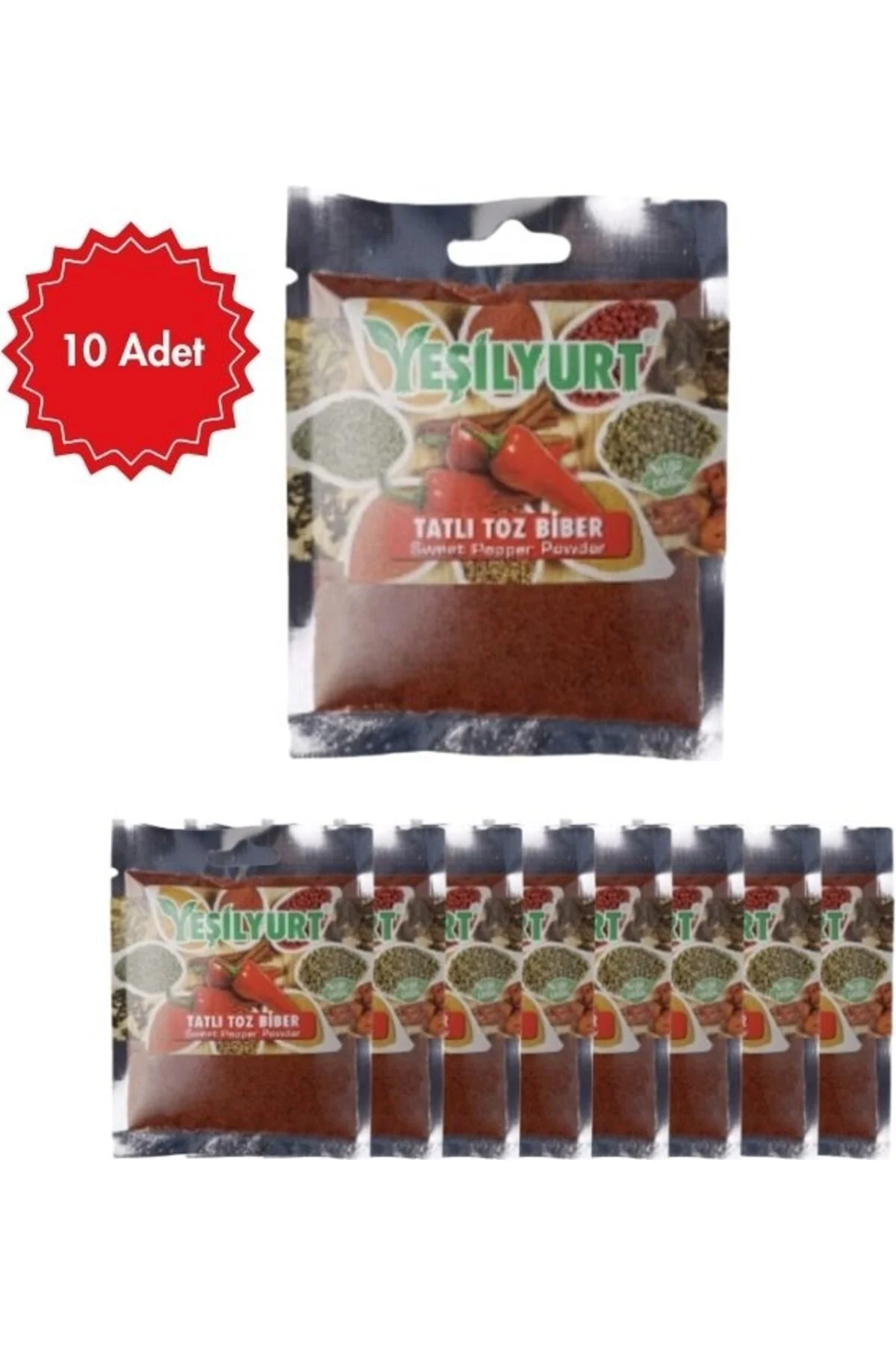 yeşilyurt Tatlı Toz Biber 40 G x 10 Adet | Doğal ve Katkısız Baharat