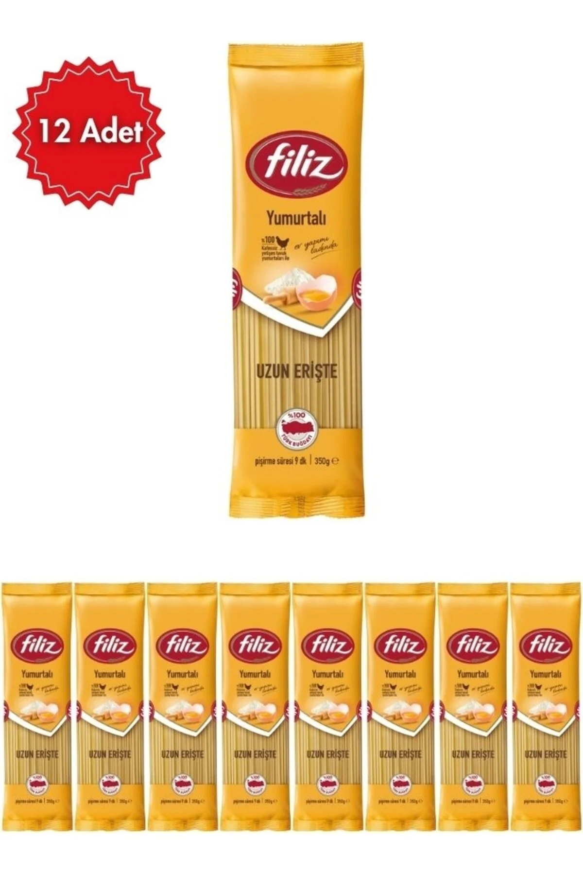 FİLİZ Yumurtalı Uzun Erişte Makarna x 12 Adet | Pratik Pişirme