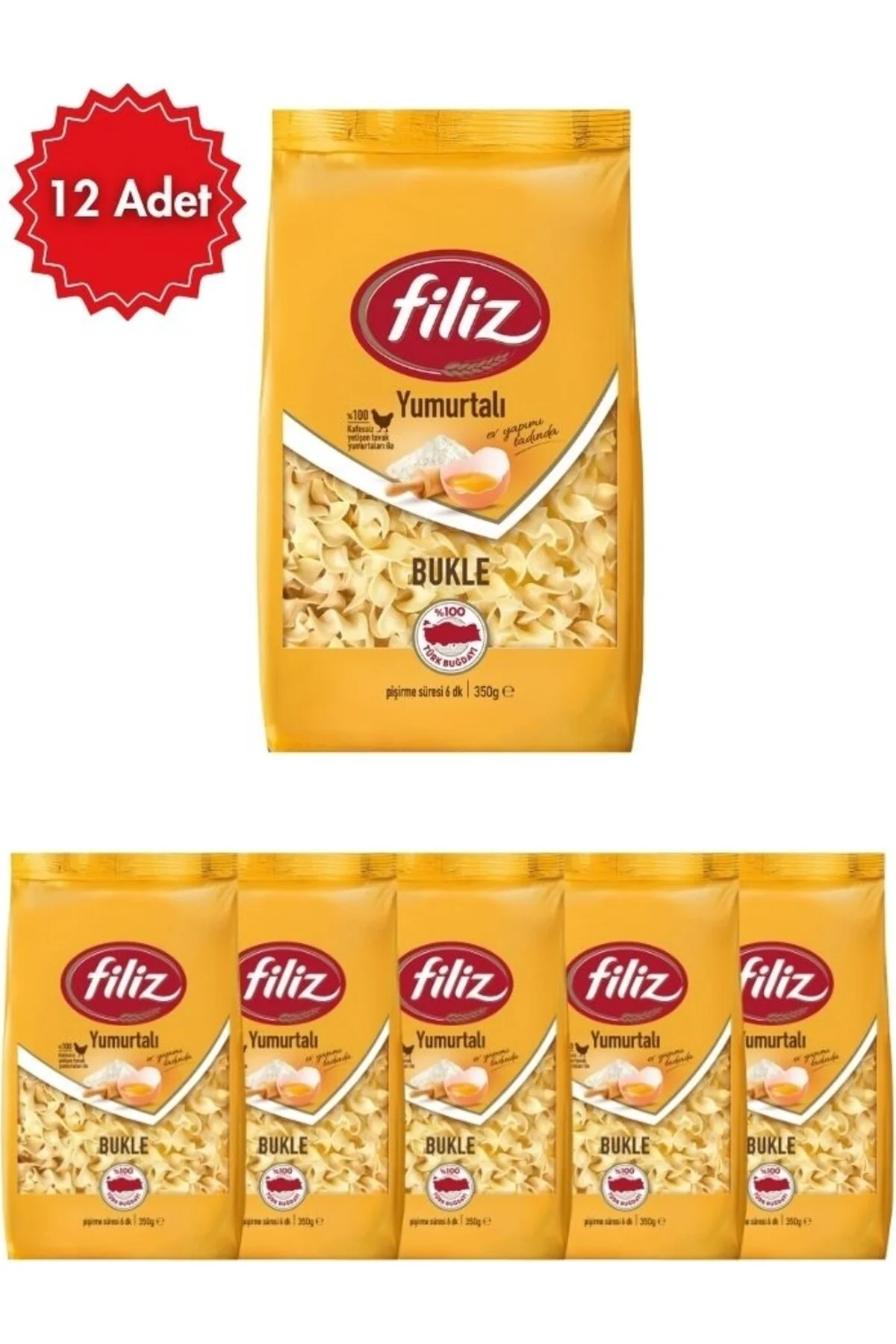FİLİZ Yumurtalı Bukle Makarna x 12 Adet | Geleneksel Tat & Pratik Pişirme | Doyurucu Seçim