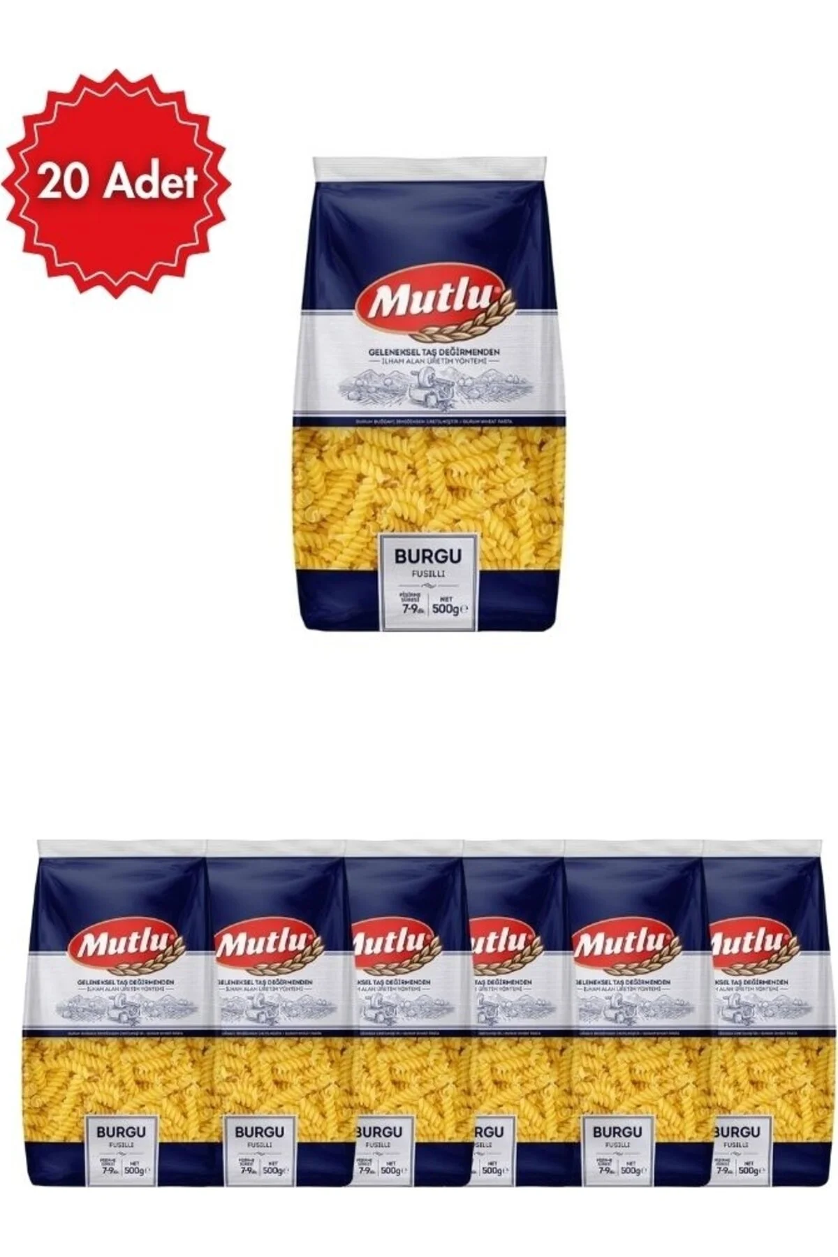 Mutlu Burgu Makarna 500 gr x 20 Adet